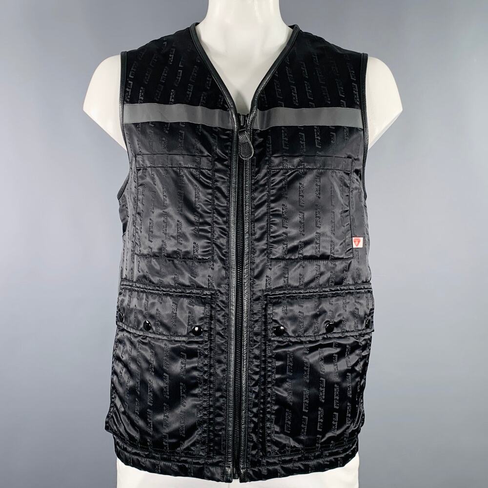 NEIGHBORHOOD Size L Fck Em Black Logo Nylon Zip Up Vest